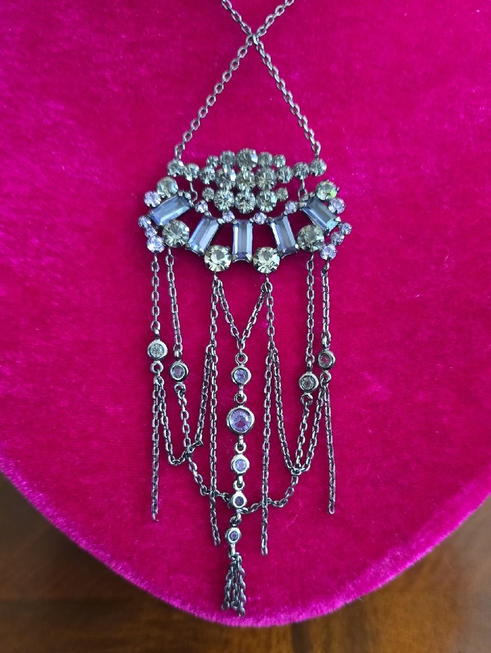 Laundry By Shelli Segal Purple Chandelier Crystal Fringe Necklace
